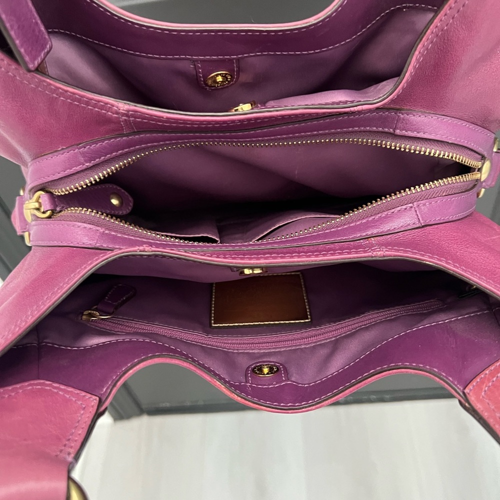 Coach Purple Shoulder Bag with Gold Accents - Picture 9 of 13